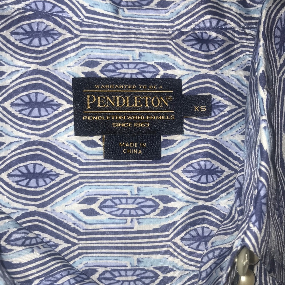 Pendleton Light Blue Geometric Blouse - image 4